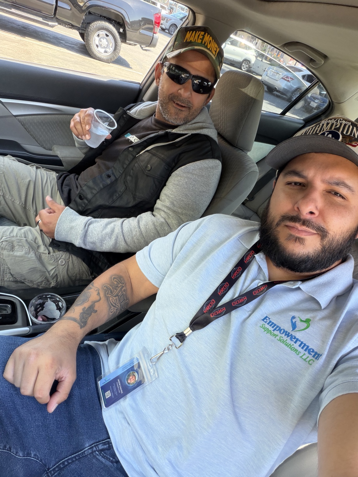 Participant and support professional traveling in the community